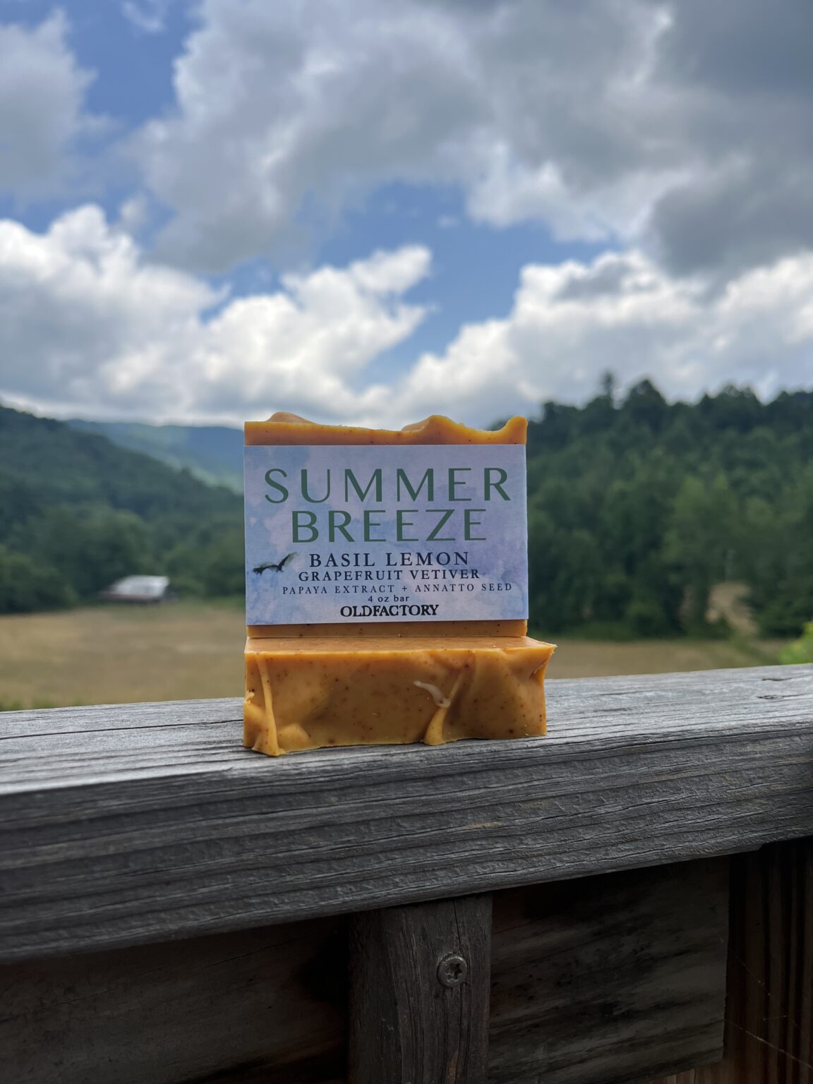 Summer Breeze Basil Soap lemon, grapefruit, vetiver, basil limited edition soap handmade by old factory soap hot springs north carolina